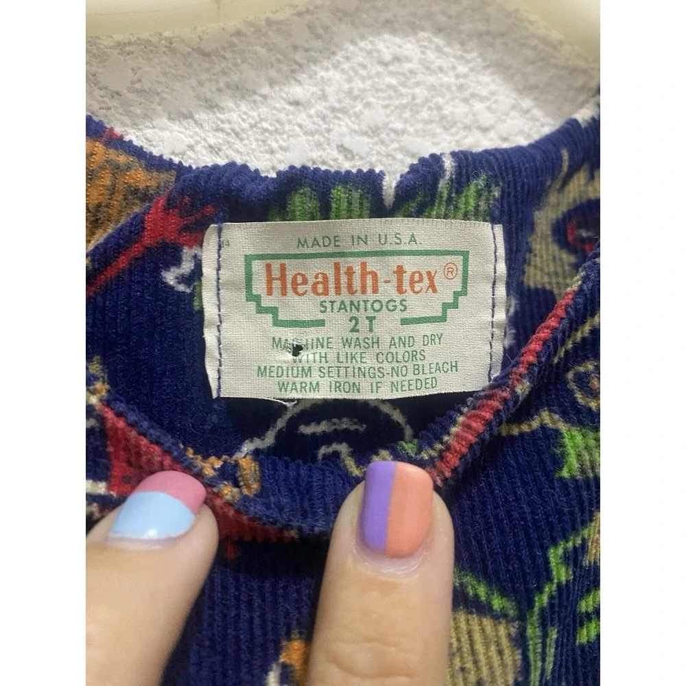 Vintage 70s‎ Health Tex Stantogs Corduroy Overalls Baby 2T USA Blue